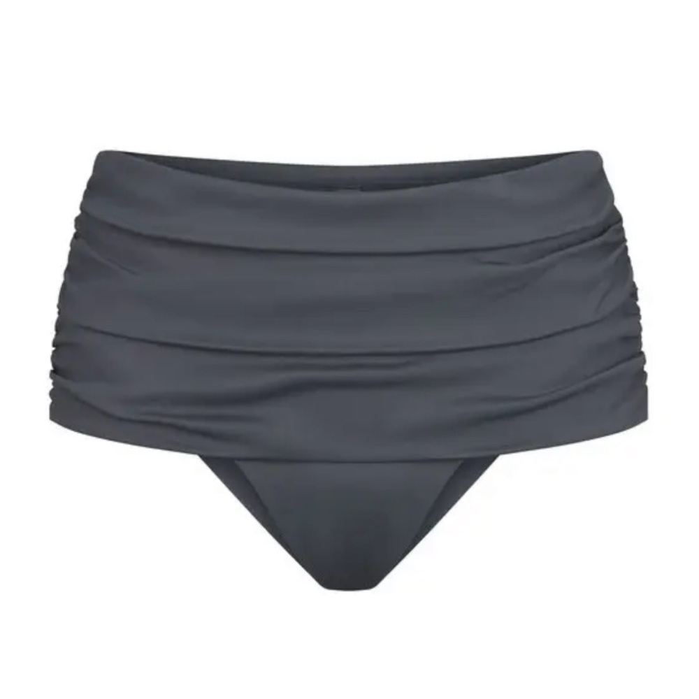 Sw69. Skims shaping swim fold over bikini bottom in gunmetal gray nwt XS